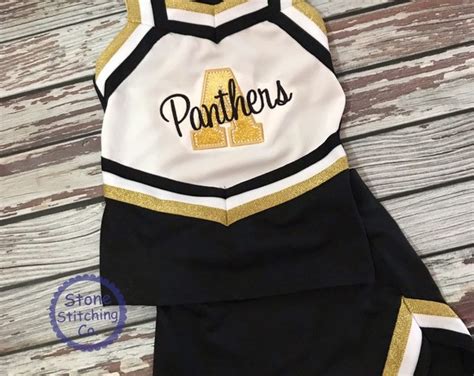 Gold & Black Cheer Uniform, Customized Cheerleading Uniform, Girls Cheer Uniform, Panthers Cheer ...