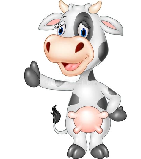 Une Vache Heureuse En Caricature Qui Se Lève Le Pouce Illustration de ...