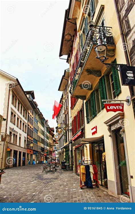 Altstadt Luzern Old Town Lucerne Street Switzerland Editorial Image ...