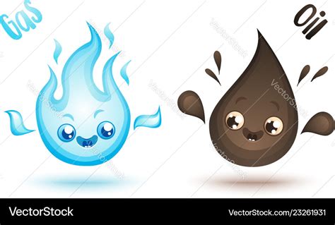 Cute cartoons gas and oil Royalty Free Vector Image