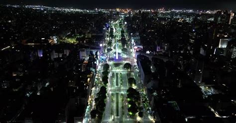 Buenos Aires, Obelisk at night, Aerial view, Drone, Stock Video ...