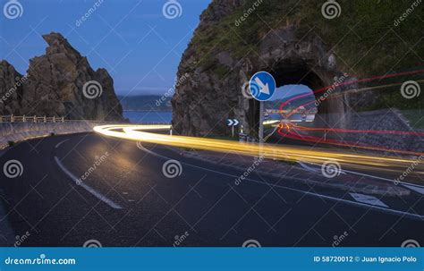 Car Lights on a Road Tunnel Stock Photo - Image of night, road: 58720012