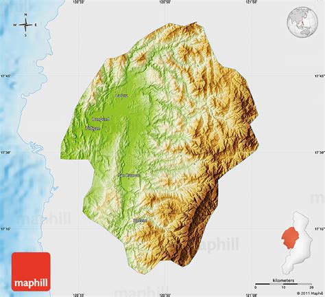 Physical Map of Abra, single color outside