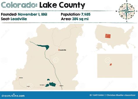 Map of Lake County in Colorado Stock Vector - Illustration of state, infographic: 164916466