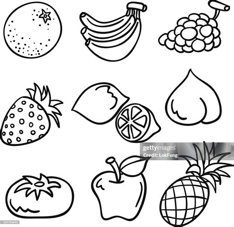 Vegetables And Fruits Clipart Black And White