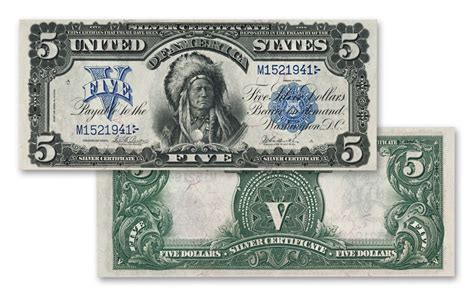 1899 Five Dollar Silver Certificate Oncpapa Indian Chief VF XF ...