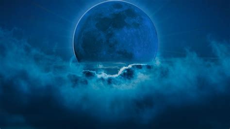 Blue moon Wallpaper 4K, Night, Surreal, Blue background