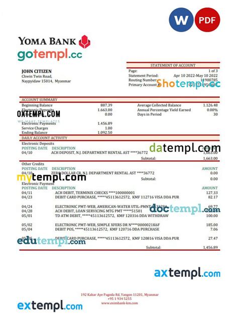 Myanmar Yoma bank statement template in Word and PDF format by shotempl3 - Issuu