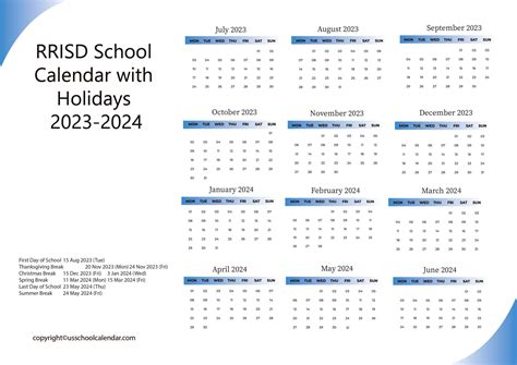 RRISD School Calendar with Holidays 2023-2024 [River Road ISD]