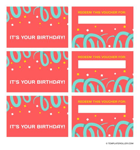 Birthday Coupon Template - Red and Blue - Fill Out, Sign Online and ...