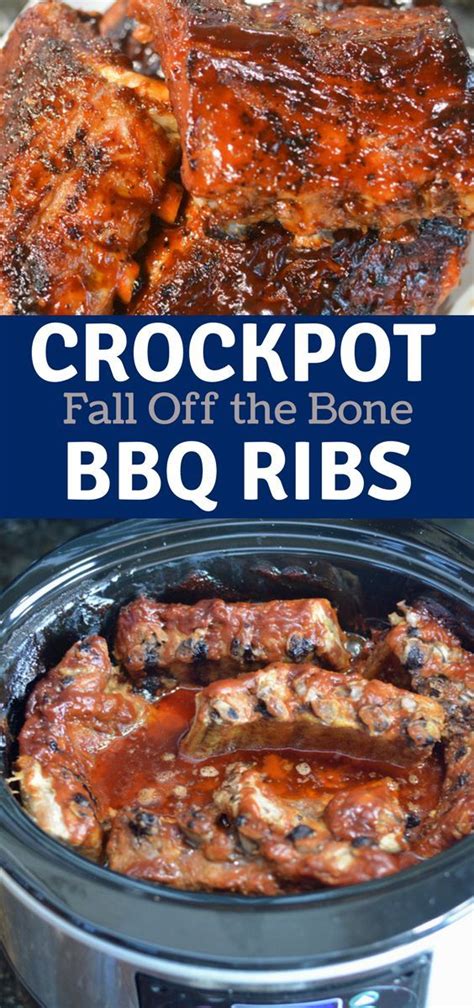 ribs in crockpot | Slow cooker BBQ Ribs | crock pot ribs finished in oven | game day appetizer ...