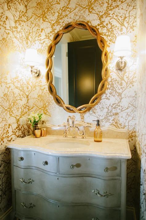 20 Ways to Decorate Your Walls | Gold bathroom decor, Bathroom mirror, Gold wallpaper living room