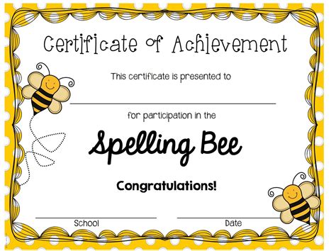 spelling bee certificate participant | Colegio Miramadrid