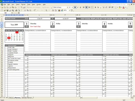 Travel Planner Template » ExcelTemplate.net