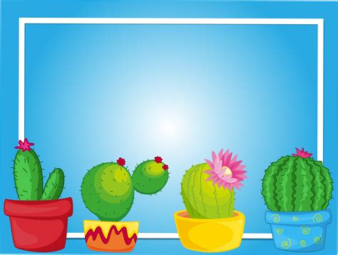 Border template with cactus in pots 413612 Vector Art at Vecteezy