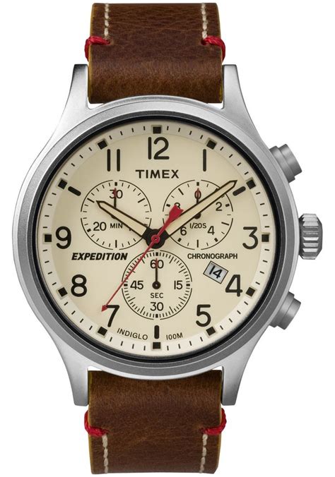 Timex Expediton Scout Chrono Natural Brown | Watches.com | Timex expedition, Leather watch ...