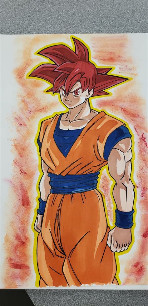 Here's an SSJ God Goku drawing I just finished : r/DragonballLegends