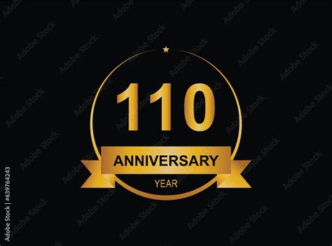 110th anniversary celebration with gold glitter color and white background. Vector design for ...