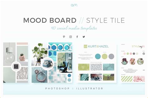 Free Moodboard Template Illustrator Of Mood Board Style Tile Pack social Media Templates ...