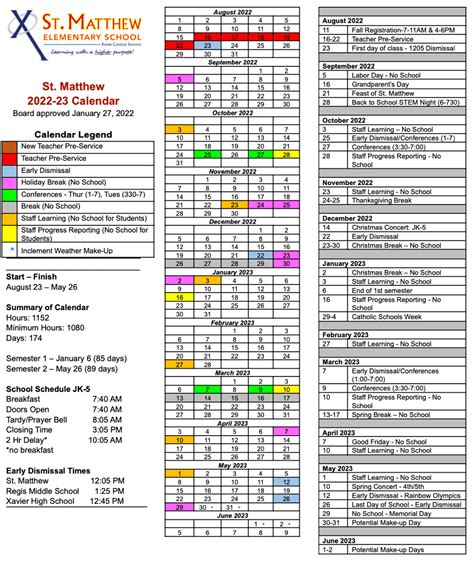 School Calendars - St. Matthew Catholic School - Cedar Rapids, IA