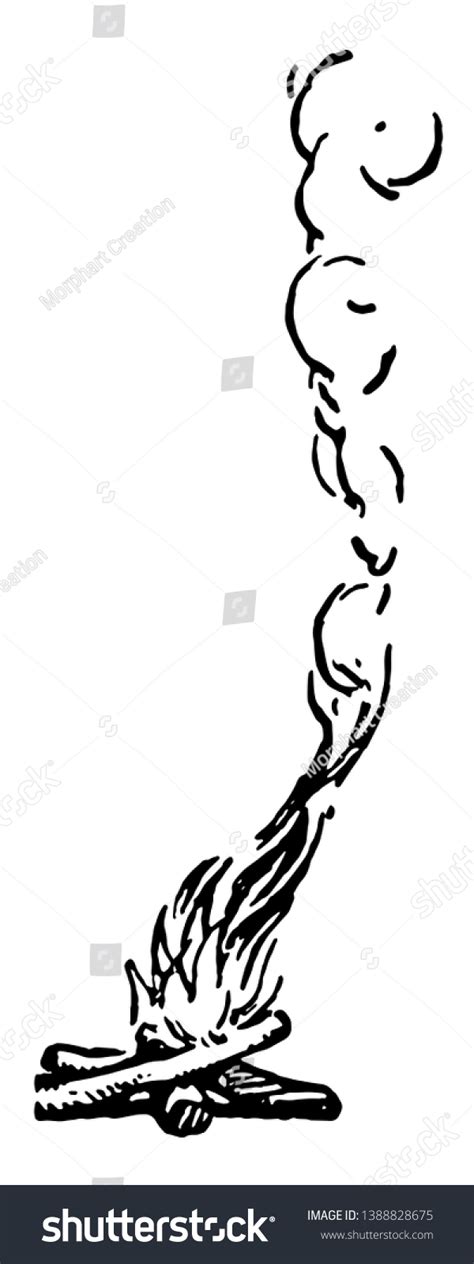 Illustration Small Fire Smoke Vintage Line Stock Vector (Royalty Free) 1388828675 | Shutterstock