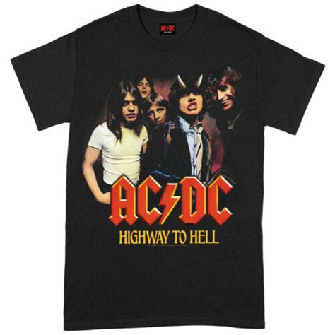 Official AC/DC T Shirt Highway To Hell Group Black Classic Rock Metal ...