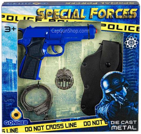 Gonher Police 8 Ring Shot Toy Cap Gun Diecast Box Set 4 Pieces | CapGunShop.com