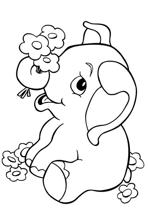 Baby elephant | Elephant coloring page, Coloring books, Cartoon ...