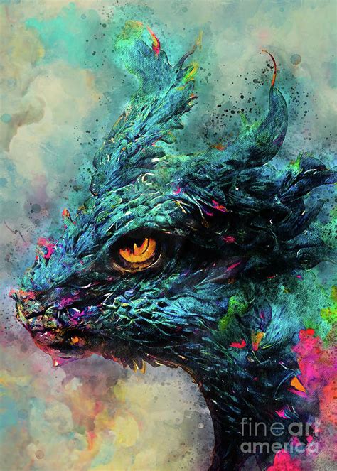 Blue Dragon portrait watercolor painting #dragon Digital Art by Justyna ...