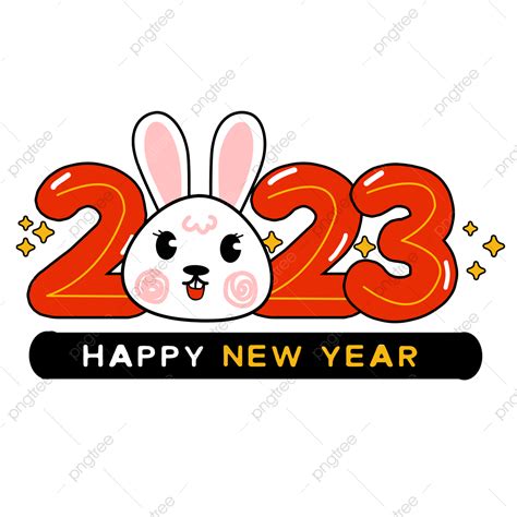 Happy New Year 2023 PNG Picture, 2023 New Year Zodiac Rabbit Font, 2023 ...