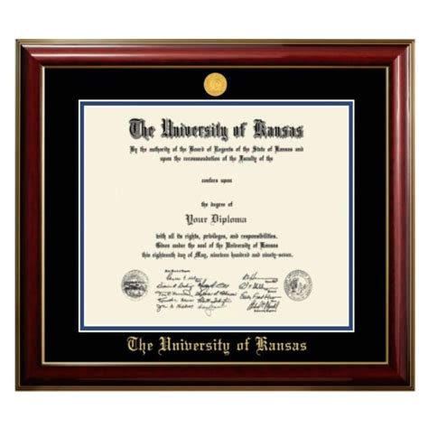 University of Kansas Diploma Frame PhD Doctoral Classic Mahogany with Gold Trim and Gold KU Seal ...