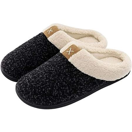 Men's comfortable memory foam slippers with fluffy plush wool-like ...