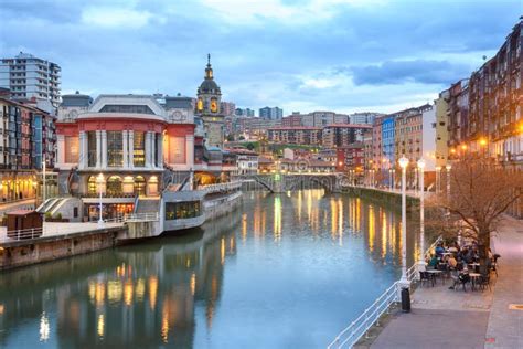 Night Scene of Bilbao Old Town, Spain Editorial Stock Photo - Image of ...