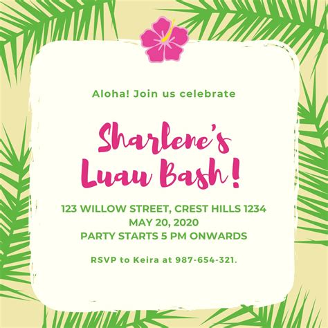 Luau Party Invitations