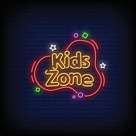 Kids Zone Neon Signs Style Text Vector 2424661 Vector Art at Vecteezy