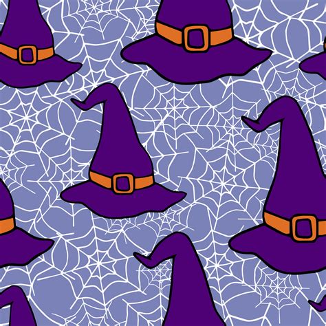 Happy Halloween vector seamless pattern. Witch hat background. Holiday ...