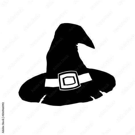 Witch hat sketch. Black hat silhouette. Halloween symbol. Isolated ...