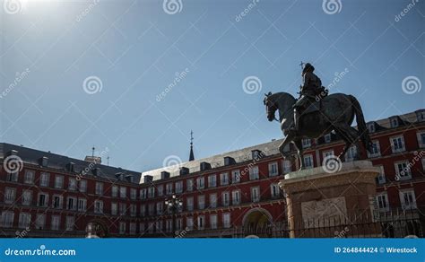 Plaza Mayor and a Statue in a Public Space in the Heart of Madrid ...