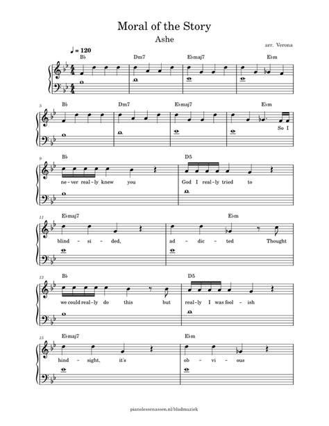 Moral of the Story - Ashe (with lyrics & chords) EASY piano (beginner) Sheet music for Piano ...