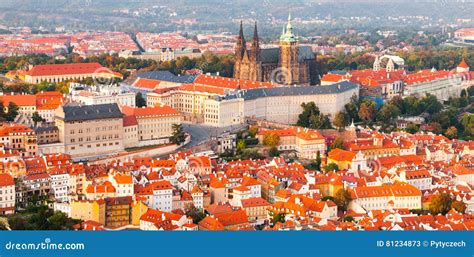 Evening Panoramic Aerial View of Prague Castle Complex in Czech Republic Stock Image - Image of ...