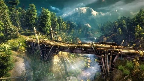 The Witcher 2 Assassins of Kings bridge river forest mountain wallpaper | 1920x1080 | 676523 ...