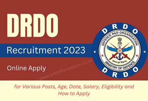 DRDO Recruitment 2023 Online Apply For Various Posts, Age, Date, Salary ...