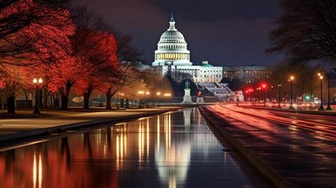 Premium AI Image | Night view of United States Capitol