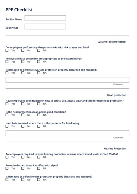 PPE Checklist | Personal protective equipment audit