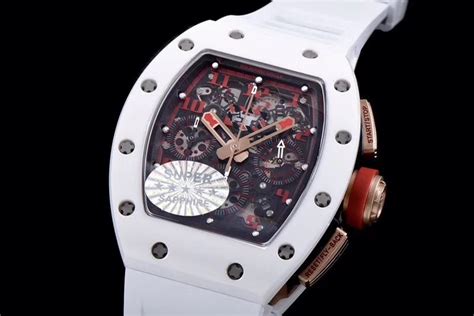 Richard Mille Replica RM 011 White Strap Open Face Red Digital Dial ...