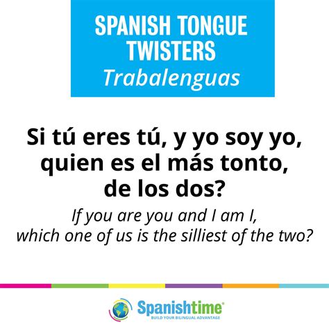 a spanish poster with the words,'spanish tongue twisters trablenguas