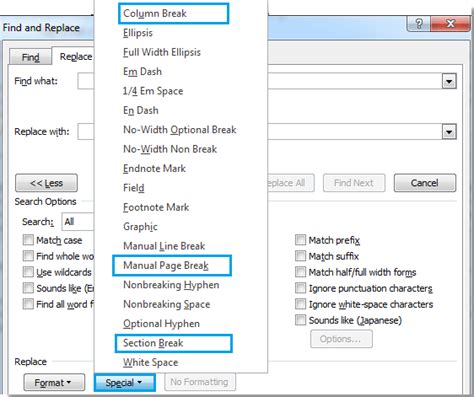 Microsoft word find and replace line break - weipag