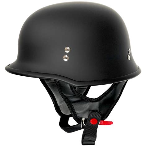 Outlaw Helmets T99 Matte Black German Style Motorcycle Half Helmet for Men & Women DOT Approved ...