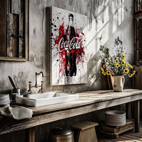 Abstract Coca-cola Bottle Splash Art Beverage-inspired Wall Canvas ...