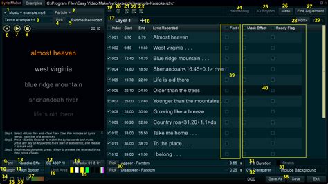 Detailed explanation of Karaoke/Lyric Video Maker UI functions?